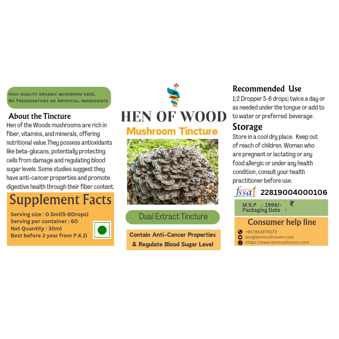 Hen of the Woods Tincture -Maitake Mushroom Extract 30ml (Dual Extract)